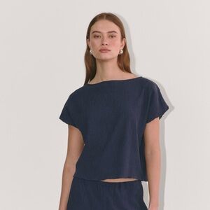 Everlane Navy Blue Crinkle Muscle Top Women’s